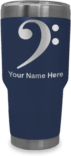 Vista 37 de LaserGram Vaso aislado al vacío de 20 onzas, clave de bajo, grabado personalizado incluido (negro) Engraved Gift for Musician, Vacuum Insulated