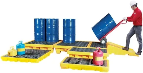 Vista 7 de Industrial Spill Containment Pallet Tray - 2Pc Modular Sump with Drain & Grating Heavy-Duty Bucket Tray for Sliquid Storage/Yellow-1Pcs/121 * 61 *