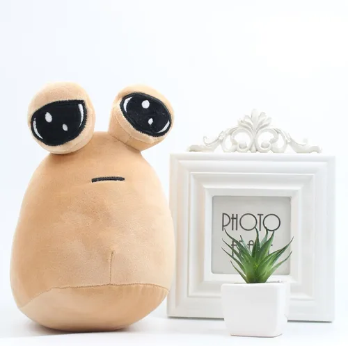 Vista 2 de BULINGNA Lindo peluche de Pou de dibujos animados, juguete de peluche de Alien Pou, regalo de cumpleaños para niños y adultos