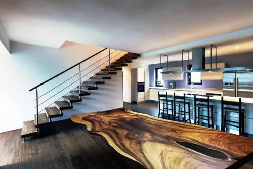 Vista 2 de Mesa EPOXY grande personalizada, mesa de comedor de resina para mesa de 2, 4, 6, 8 ríos, mesa de centro de epoxi de madera, mesa de sala de estar