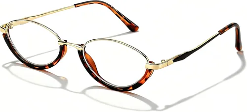 Vista 8 de SIPHEW Gafas retro pequeñas ovaladas con marco de metal con bloqueo de luz azul para mujer de los años 90, lentes de luz azul de cara pequeña A01