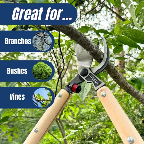 Vista 12 de Hickok Podadora de Árboles de Servicio Pesado – Cortador de Ramas de Árboles de 30" de Largo Alcance con Mangos de Madera de Hickory Herramienta