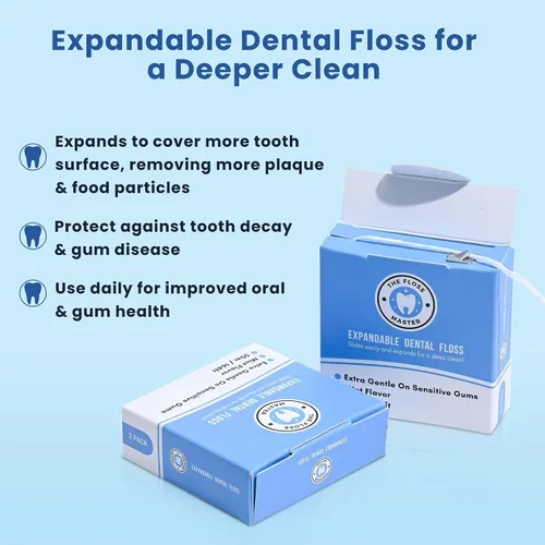 Vista 4 de Paquete de 3 unidades de hilo dental expandible I Dispensador sin plástico I 164 pies por paquete I Gentle Glide para una limpieza eficaz I Sabor