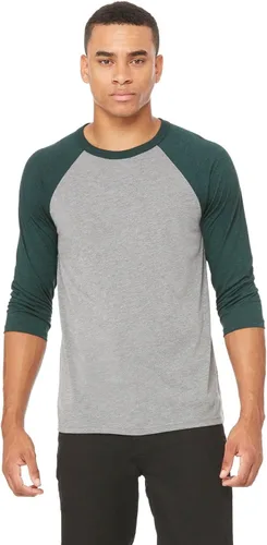 Vista 14 de Bella + Canvas - Camiseta de béisbol unisex con manga 3/4 (3200) DEEP HTHR/NEGRO Blanco/Negro