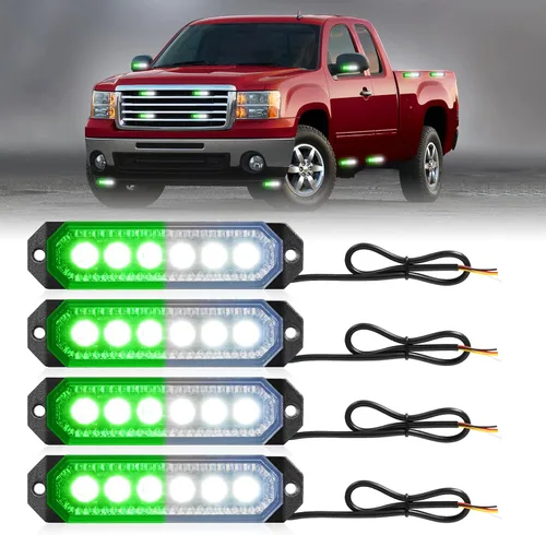 Vista 11 de HLauto Luces Estroboscópicas de Rejilla de Emergencia 406T: 4 Piezas de 6 LED con Función de Sincronización, Luz Intermitente de Advertencia de Ámbar