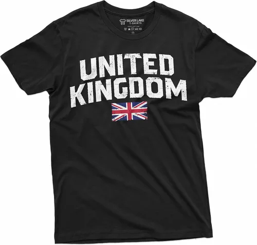 Vista 2 de Camiseta de Reino Unido Bandera del Reino Unido Escudo de armas Camiseta unisex para hombre