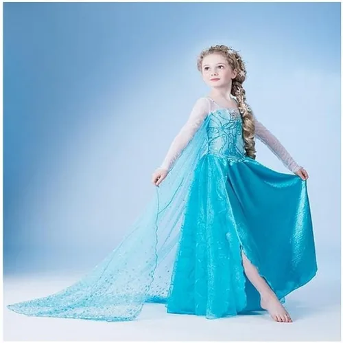 Vista 3 de Disfraz de Elsa de Frozen para niñas, vestido de cosplay de tul con flores de copo de nieve