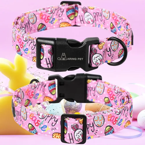 Vista 309 de Aring Pet Collar de algodón, ligero y ajustable, con hebilla de liberación rápida, para perros pequeños, medianos y grandes, para cachorros, S, Hoja