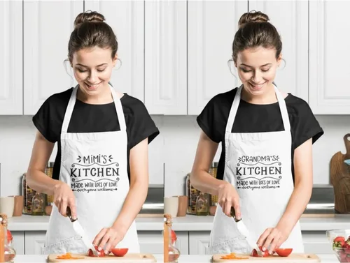 Vista 5 de Personalized Apron for Women, Black Stylish Kitchen Apron, Perfect for Servers, Durable