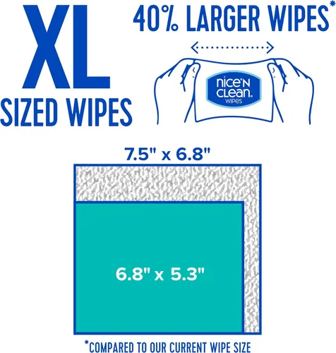 Vista 2 de Nice 'N Clean Toallitas lavables extra grandes Toallitas un 40% más grandes Toallitas húmedas XL sin aroma para adultos de 17.27 cm x 19.05 cm