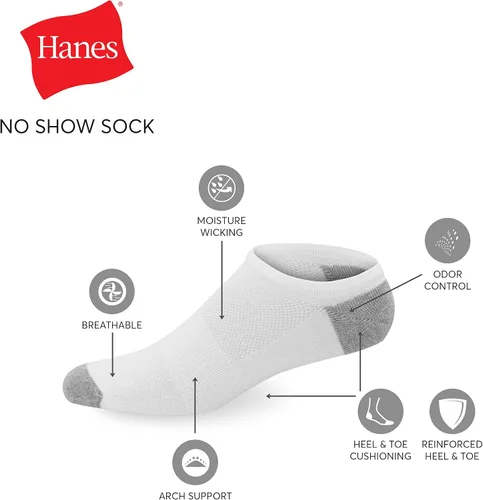 Vista 2 de Hanes Men's Socks, X-Temp Lightweight Socks, Low Cut and No Show, 12-Pack