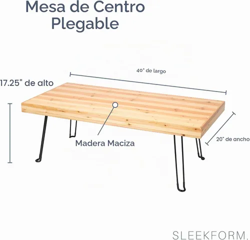 Vista 2 de Sleekform Mesa de centro plegable de madera, 20 x 40 pulgadas, abedul