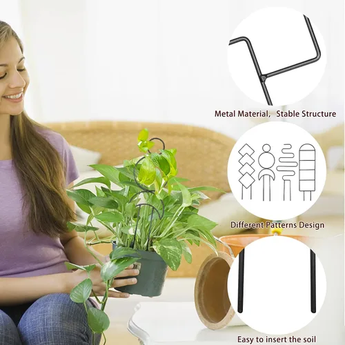 Vista 4 de 4 piezas de mini enrejado de metal para plantas en maceta, soporte de escalada para enredaderas Hoya (negro)