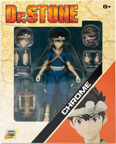 Vista 6 de Boss Fight Studio Dr. Stone - Figura de acción cromada – Figura coleccionable altamente articulada con accesorios que incluyen cabezas y manos