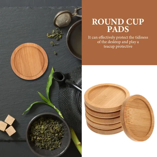 Vista 9 de 6 posavasos de bambú Estera de taza de bambú almohadillas de té de madera platillo de café platillo cerveza platillos posavasos posavasos vino