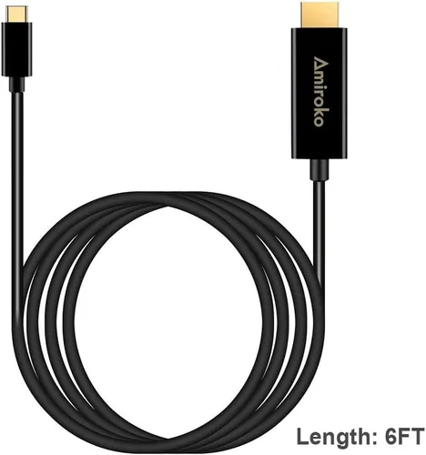 Vista 4 de Cable USB C a HDMI de 6 pies, USB 3.1 tipo C (compatible con Thunderbolt 3) a HDMI 4K cable para MacBook Pro 2016, MacBook de 12 pulgadas