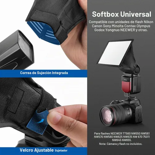 Vista 5 de NEEWER Difusor de Flash Softbox de 5" x 4", Universal, Plegable con Bolsa de Almacenamiento Compatible con Canon Nikon Sony Godox Yongnuo NEEWER