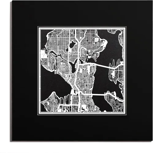 Vista 164 de O3 Design Studio San Diego, CA Paper Cut Map Matted Grey 20x20 in Paper Art