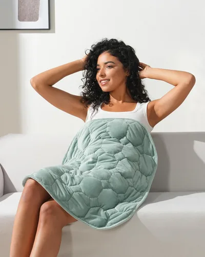 Vista 17 de Kivik Manta con peso para adultos, almohadilla de peso de 7 libras, manta pesada pequeña, almohadillas portátiles de viaje, regalos cálidos