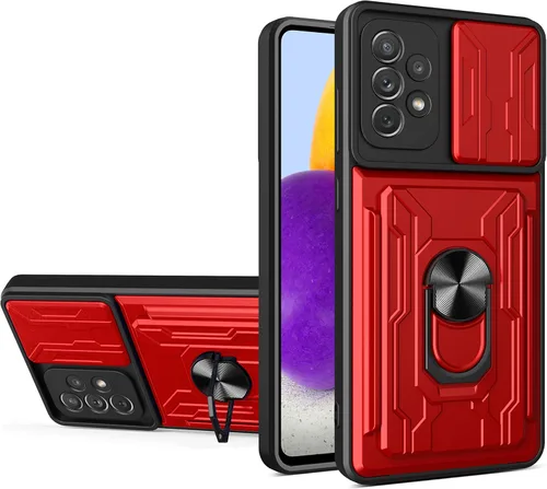 Vista 9 de CCSmall Funda para Samsung Galaxy A23 4G/5G con tarjetero, protección resistente con anillo magnético, función atril, cubierta de cámara deslizante