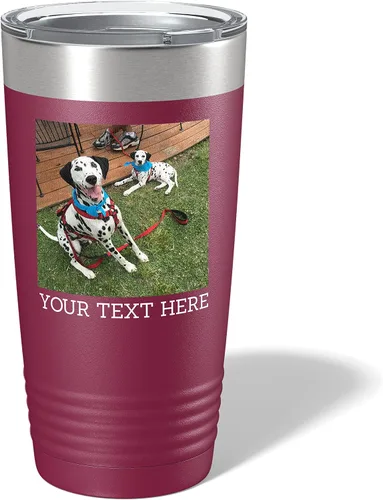 Vista 17 de Vaso personalizado de 20 onzas (17 colores) con foto impresa con aislamiento térmico de acero inoxidable recubierto de polvo con tapa, regalo