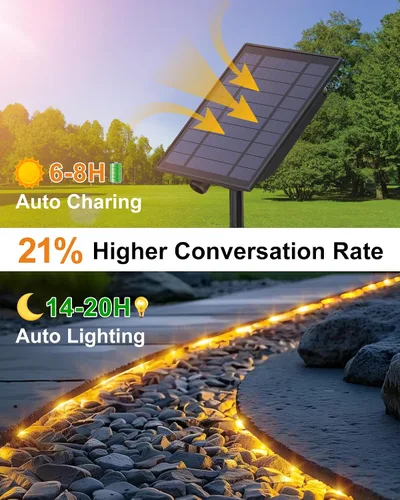 Vista 7 de Tira de luces solares impermeables para exteriores, 16.4 pies, 300 luces LED solares y alimentadas por USB, con control remoto, tiras LED blancas