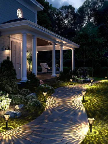 Vista 3 de SOLPEX - Luces solares para caminos de jardín, decoración de luces solares para jardín, iluminación impermeable de paisaje alimentada por energía