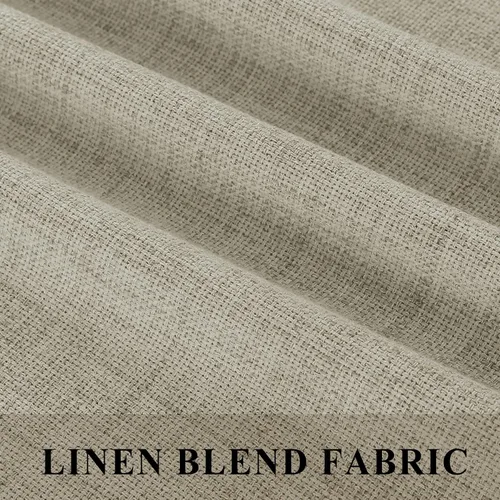 Vista 3 de Fcosie Light Filtering Linen Curtains, 52" Wx63 L, Khaki, 1 Panel Caqui (#5)