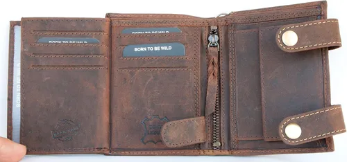 Vista 4 de Cartera de cuero natural con cadena de metal con escorpión