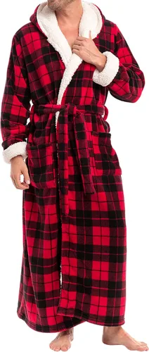 Vista 6 de Alexander Del Rossa . Albornoz de forro polar con capucha para hombre Negro