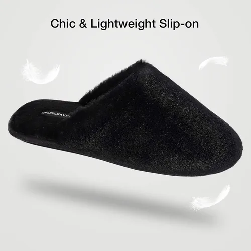 Vista 3 de Snug Leaves - Pantuflas de piel sintética con forro de espuma viscoelástica, para mujer