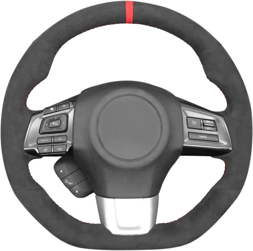 Vista 14 de MEWANT Funda de volante de automóvil transpirable cosida a mano para Subaru WRX 2015-2021 / WRX STI 2015-2021, accesorios para volante Subaru WRX