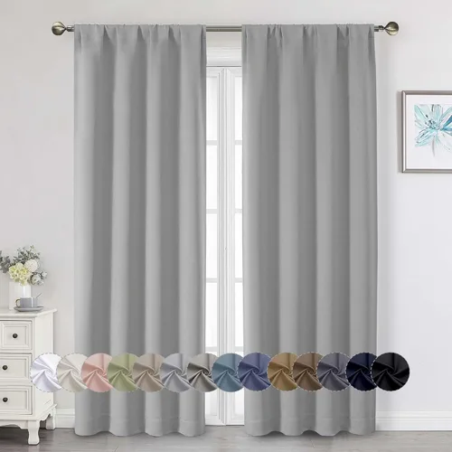 Vista 179 de Cortinas opacas para dormitorio, sala de estar, juego de 2 paneles de 54 pulgadas de largo, cortinas de oscurecimiento de habitación con aislamiento