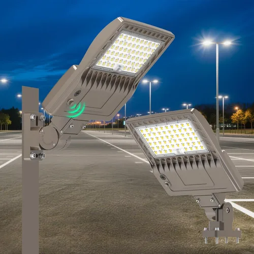 Vista 30 de BBESTLED 400W/320W/240W luces LED para estacionamiento con brazo y montaje deslizante, iluminación exterior del atardecer al amanecer, luz