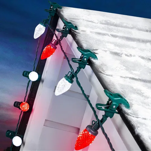 Vista 9 de 49FT 50 LED C9 luces de Navidad impermeables al aire libre, blanco Blanco cálido