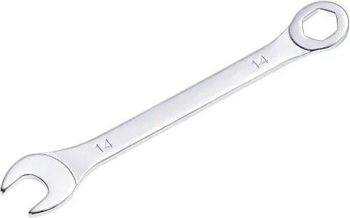 Vista 15 de uxcell Llave de combinación delgada con extremo de 6 puntos compensado y extremo abierto angular, chapado en espejo cromo métrico de acero de alto