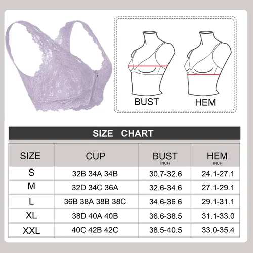 Vista 2 de Rolewpy Bralette de encaje floral para mujer, con cierre de cremallera sin cordón y parte superior corta con relleno extraíble