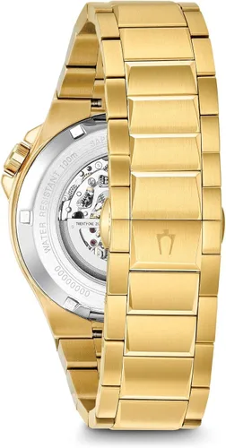 Vista 2 de Bulova Reloj automático analógico para hombre con correa de acero inoxidable 98A178, Oro, Pulsera