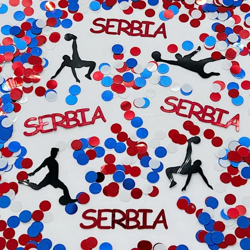Vista 13 de Copa Mundial de Confeti - Estados Unidos, jugador de fútbol, pelota roja, blanca, azul - 2 bolsas de media onza (1 oz) #3386