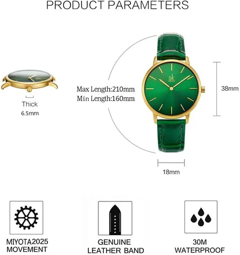 Vista 7 de Creative Simplicity Reloj de mujer de cuero genuino elegante Relojes de mujer Reloj de pulsera de negocios (negro)