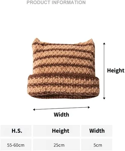 Vista 3 de Gorro de gato con orejas para mujer, gorros holgados para mujer, accesorios grunge, sombreros de ganchillo