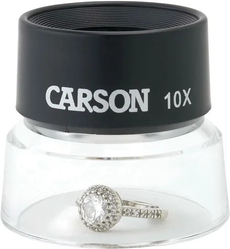 Vista 4 de Carson LumiLoupe 10X Power Stand Lupa (LL-10), negro/transparente Loupe Magnifier for Precision Work, Crafts, & Hobbies - for fine details, coins
