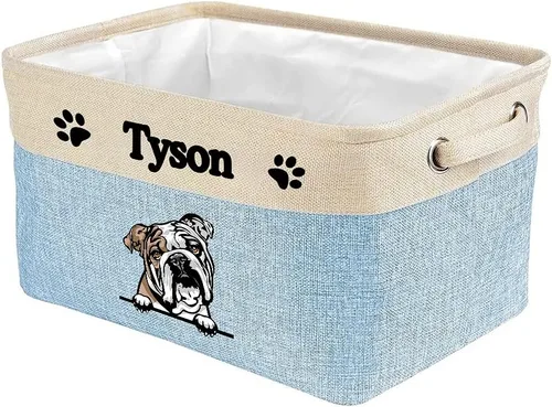Vista 15 de Cesta de almacenamiento plegable personalizada con un bonito perro Bulldog inglés, plegable, de tela resistente, cubo de almacenamiento para Gris