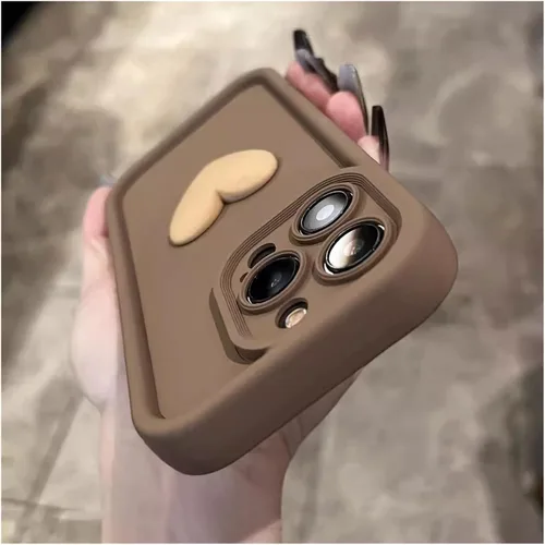 Vista 9 de Lujosa funda de silicona de silicona con diseño de corazón 3D para iPhone 15, 14, 13, 12, 11 Pro Max, X, XR, XS Max, funda trasera suave a prueba