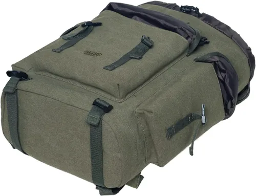 Vista 6 de KAUKKO Vintage Casual polyster and Leather Rucksack Backpack(18-CANVAS ARMYGREEN)