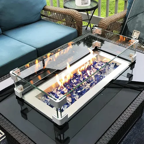 Vista 6 de GASPRO Protector de Vidrio para Chimenea de 35.5 x 15.5 Pulgadas para Mesa de Chimenea Rectangular, Panel de Vidrio Templado Grueso y Robusto