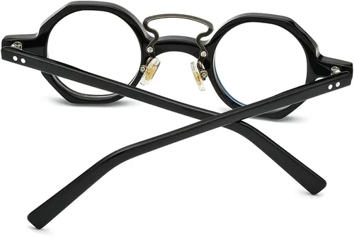 Vista 6 de HEPIDEM Acetate Glasses Frame Men,Round Optical Eyeglasses Women Vintage Retro Eyewear 9153