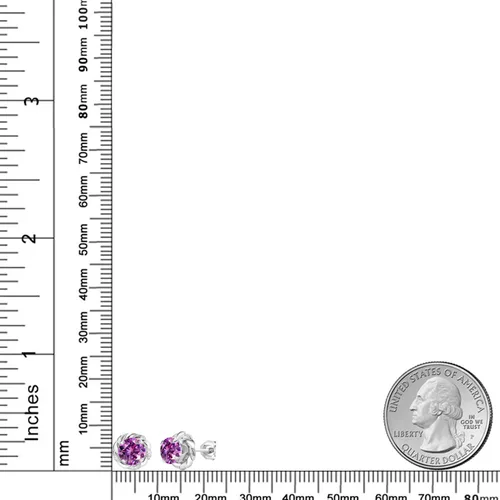 Vista 383 de Gem Stone King Aretes de plata de ley 925 de 0.236 in con piedra natal redonda para mujer