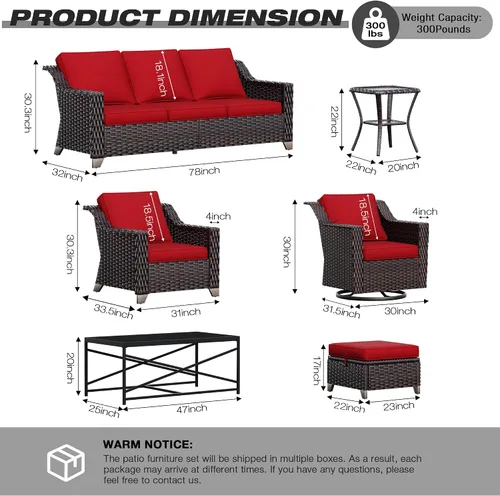 Vista 2 de Joyside Juego de 2 sillas de mimbre para patio, muebles de ratán para exteriores con reposabrazos anchos y cojines gruesos, tamaño grande mejorado