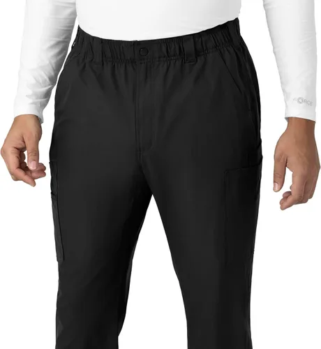 Vista 9 de Carhartt Ropa quirúrgica para hombre, Force Essentials, pantalones cargo de pierna recta, con 9 bolsillos Negro